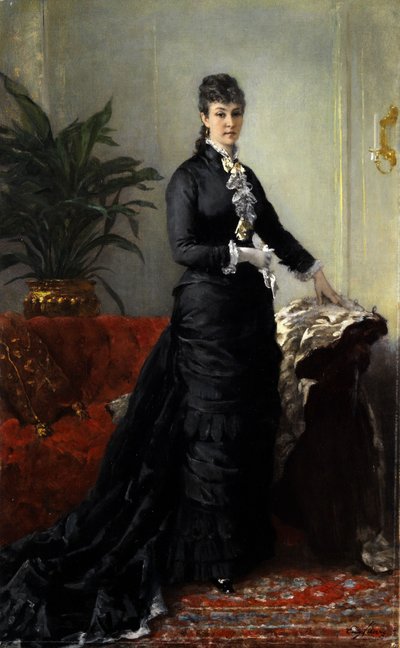 Young Woman in Long Black Dress by Eugène Faure